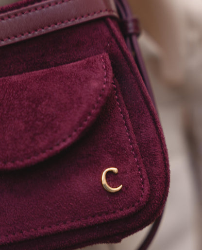 พร้อม ส่ง Cozii bag : Alice Suede (หนังกลับ) สีไวน์แดง