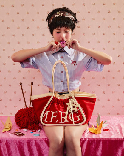 พร้อมส่ง A DAY BAG Medium Short - Size M   - Scarlet Surge สีขาวแดง 🤍❤️